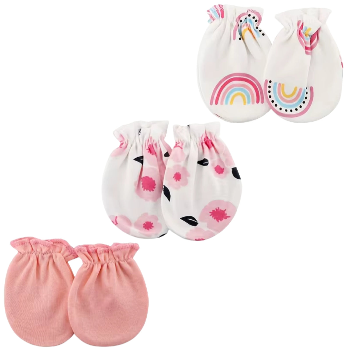 Pack x3 Mitones Antirrasguños para Bebé Niña S1592103