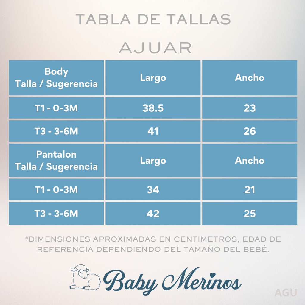 Ajuar de Bebé 3 Piezas Amigos de la Selva Celeste - T3